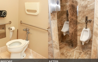 commercial bathroom granite walls and floors