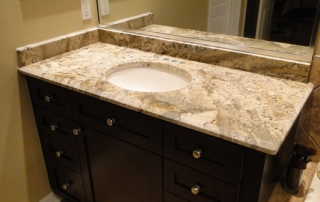custom single sink bathroom granite vanity