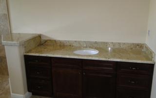 custom white and black granite single bathroom vanity